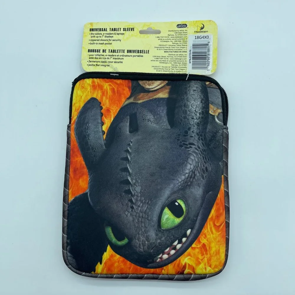 How To Train Your Dragon Tablet Sleeve Orange Black Zipper 7in